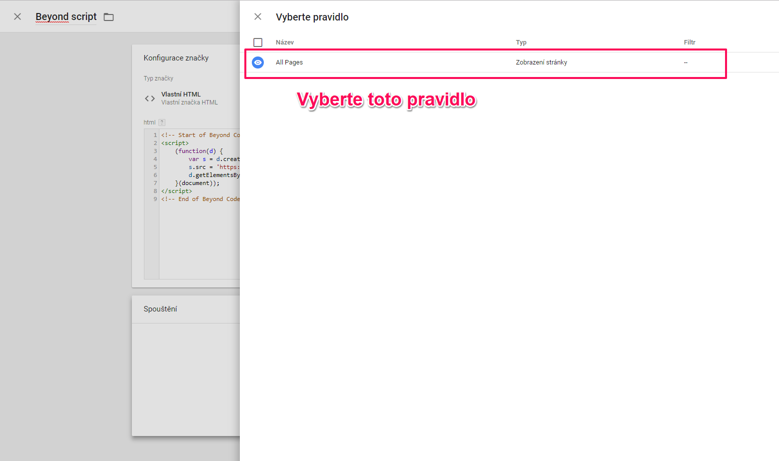 Pravidlo Google Tag Manager